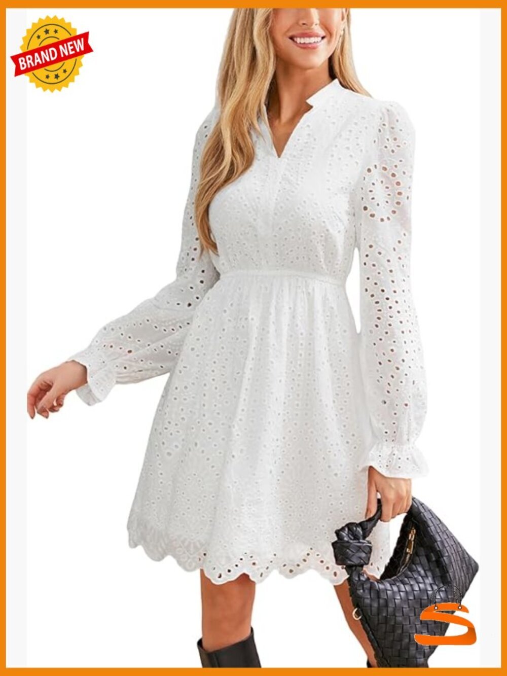 V Neck Long Sleeve Ruffled Lace Mini Dress Casual Fall Party